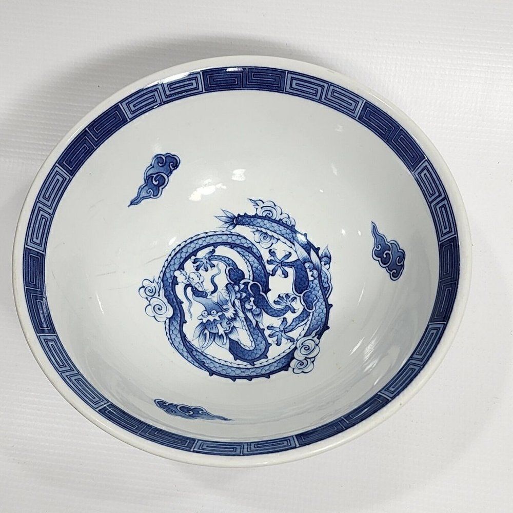 RARE Chinese Blue & White‎ Dragon Bown - marked on bottom